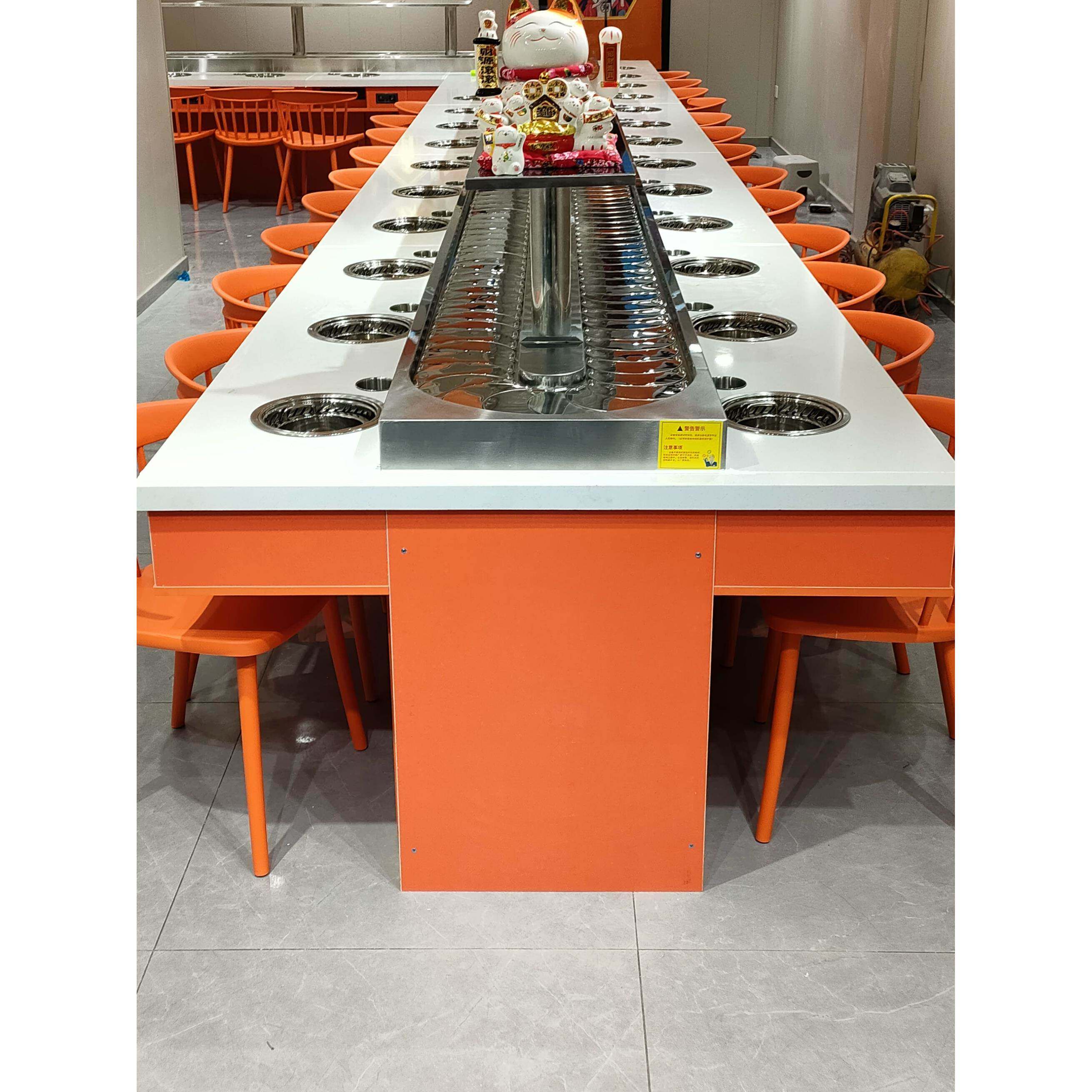 旋转小火锅设备全套厂家直销免加盟商用涮烤一体回转小火锅火锅桌