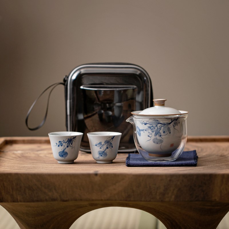 陶瓷旅行茶具套装茶壶茶t杯一壶二杯快客杯户外便携式包随身泡茶