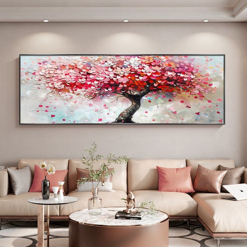 发财树客厅沙发背景墙装饰画高档大气F轻奢高级感横幅挂画卧室壁,家居饰品,现代装饰画,淘宝优惠券,粉丝福利购,淘宝优惠卷