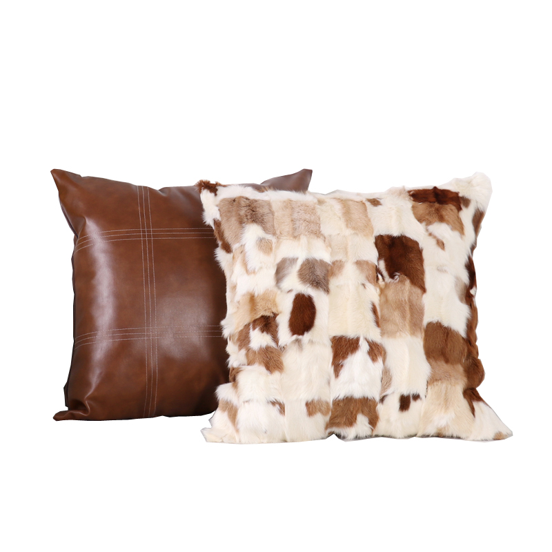 新古典样板间g纯羊毛抱枕欧式简约客厅沙发靠垫真皮毛靠包腰枕含