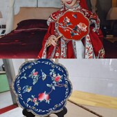 中国风苏绣团扇双面异色s绣花扇湘妃竹手工宫廷刺绣扇子汉服婚礼