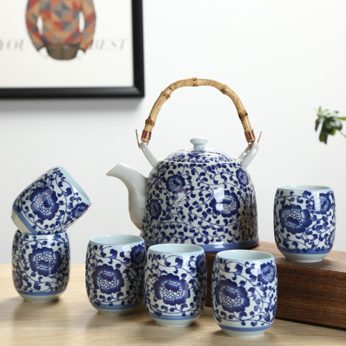 大容量陶瓷提梁壶茶具带过滤网餐厅泡茶具K一壶六杯整套耐高温家