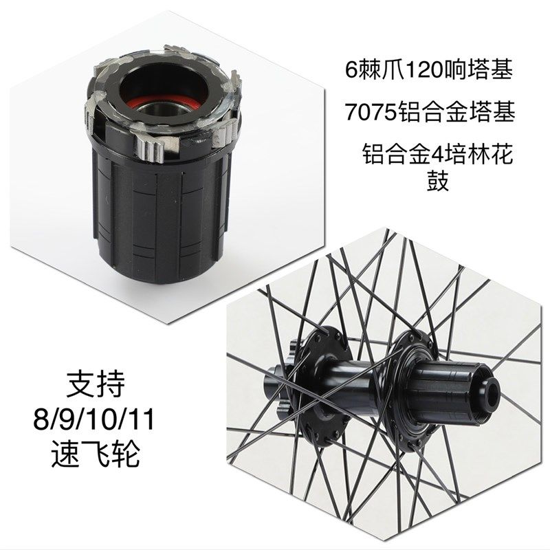 慧羽轮组-24寸26寸前2后s4培林轮组 6爪120响桶轴/快拆11S铝塔基