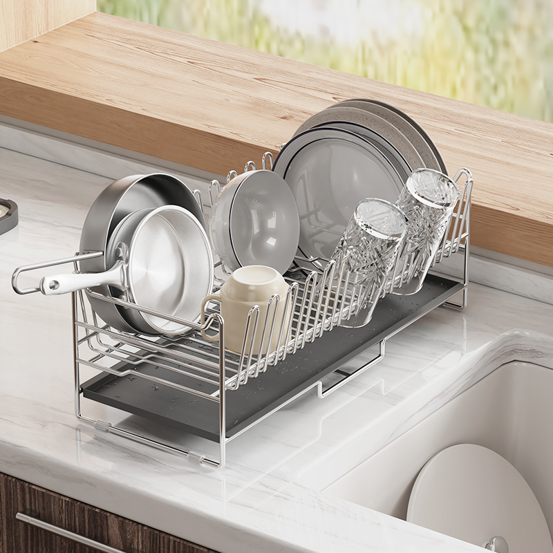 304不锈钢碗碟架沥水碗盘厨房碗碟收纳架台面放碗筷Y洗碗槽置物架