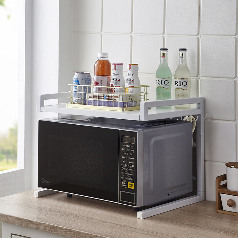多功能厨a房落地置物架可伸缩微波炉架子烤箱收纳家用双层台面桌