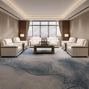 办公沙发会客接待商务会t议贵宾洽谈真皮单人位会议沙发茶几组合