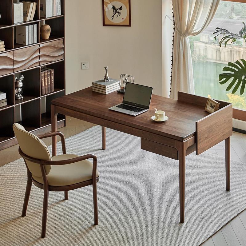 新中式实木书桌家用书房办公室办公桌酒店民宿桌子白蜡木黑胡桃木