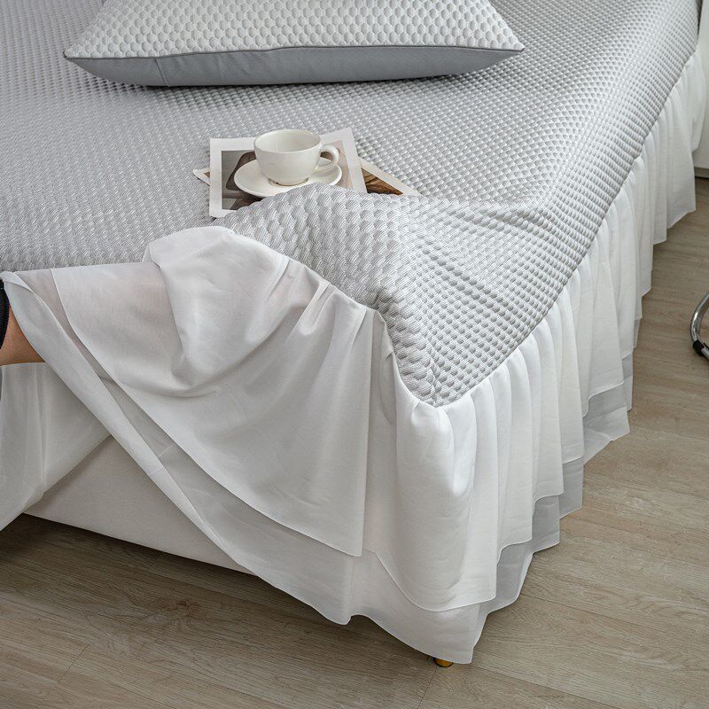 床裙款冰丝凉感豆豆凉席三件套y空调软席子可水洗机洗折叠夏季床