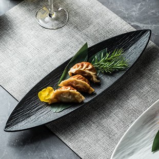 大号寿司盘长条盘子 p叶形盘陶瓷盘点心盘西餐盘 商用专用西餐盘