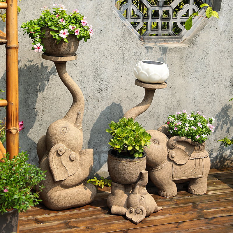 户外大象花d盆中式庭院花园院子别墅阳台造景布置景观盆景装饰摆