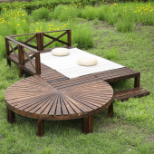 户外花园庭院防腐木平台室外院子露台木板材碳化S实木地板阳台防