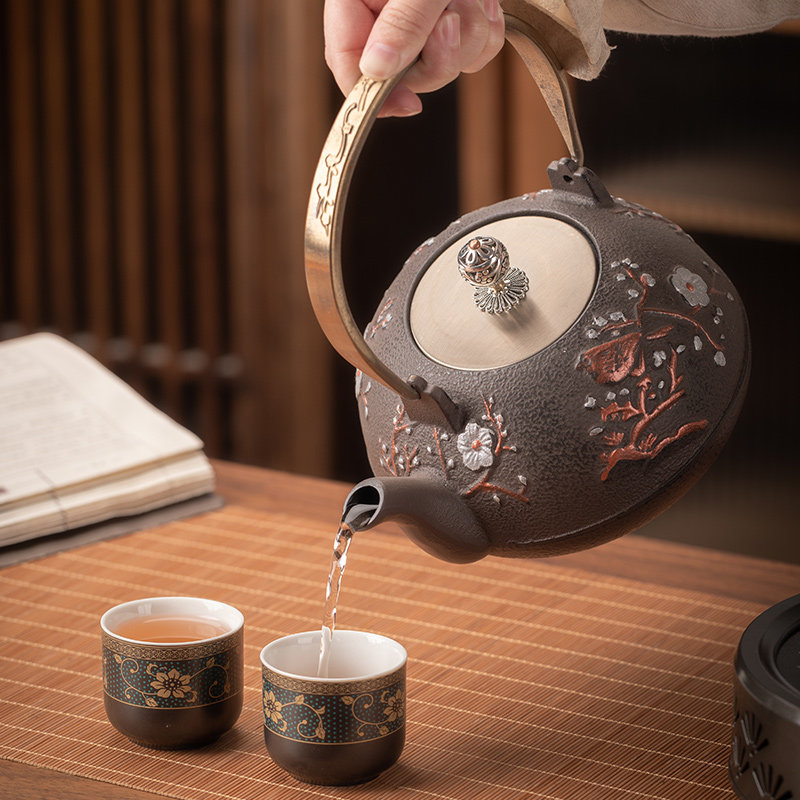 日式铁壶电陶炉煮茶器家用纯手工铸E铁壶泡茶煮茶壶烧水套装煮茶