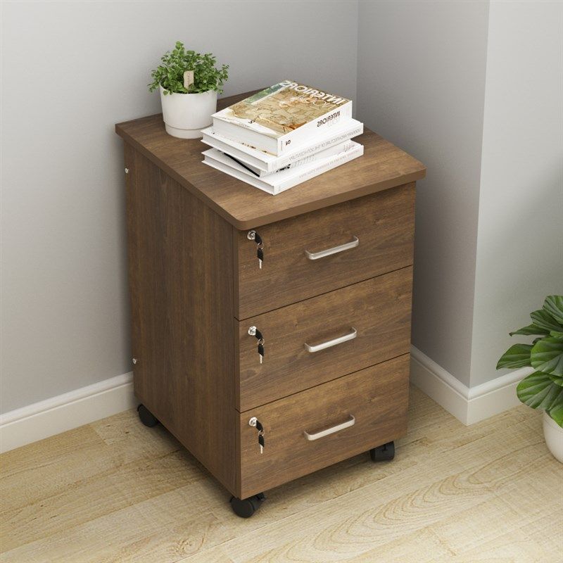 办公室带锁储g物柜可移动文件柜木质收纳斗柜加高床头柜落地式边