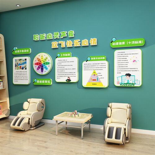 心理咨询室布置装饰画心灵驿站健康治疗愈M空间文化墙面贴挂图摆