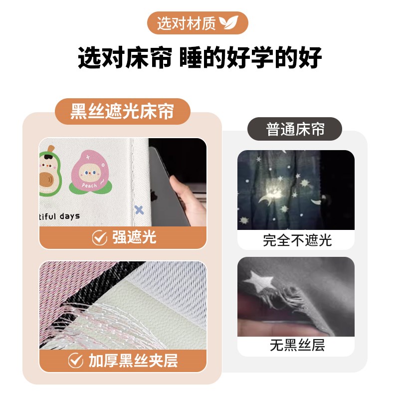 宿舍床帘上下铺大学生全遮光下床A围挡布寝室帘子高低床桌帘子加