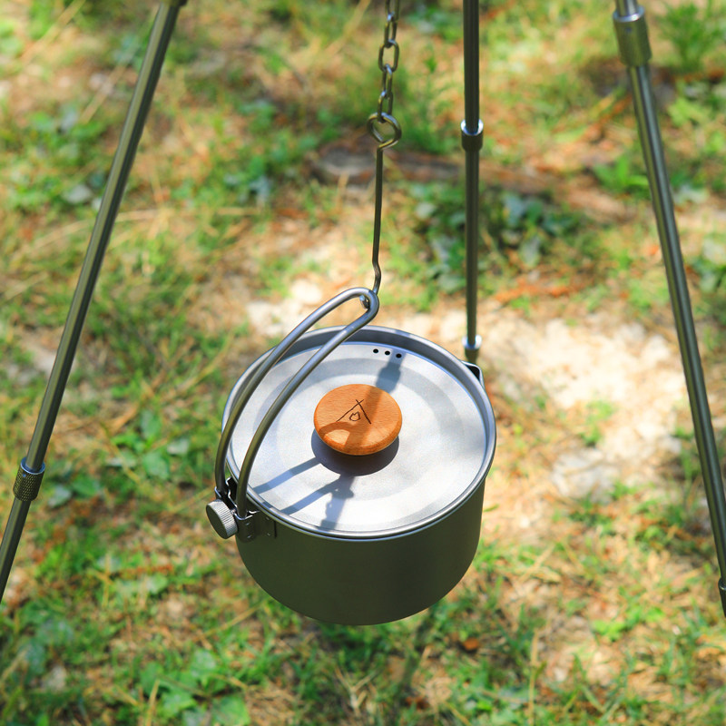 钛工匠户外纯钛单锅便携r炊具露营锅具野炊装备用品野餐吊锅泡面
