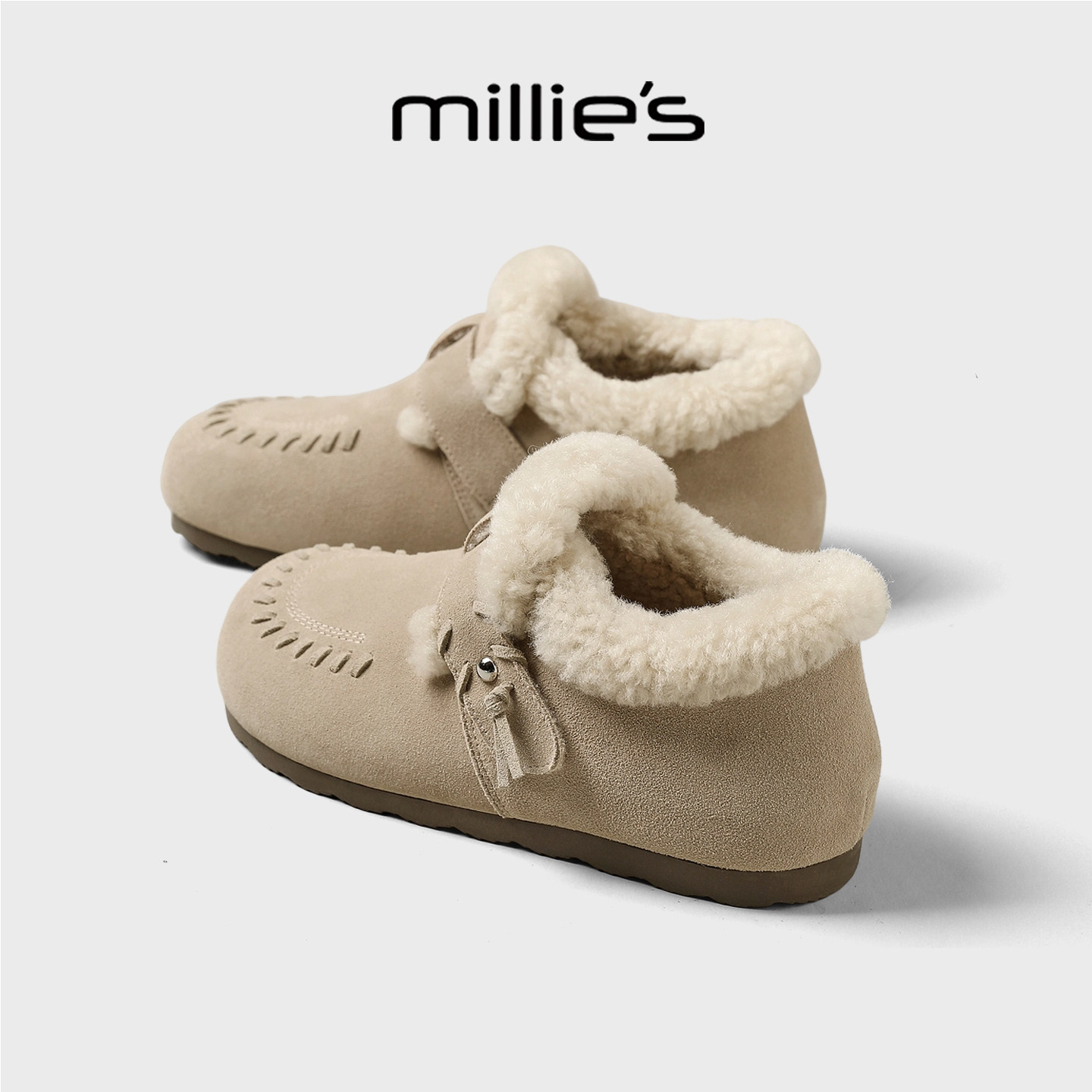 millies妙丽棉鞋女冬季外穿一脚蹬加绒雪地靴勃肯鞋厚底毛毛鞋子,女鞋,传统布鞋,淘宝优惠券,粉丝福利购,淘宝优惠卷