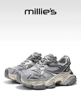 millies妙丽女鞋老爹鞋女2025春季复古运动休闲鞋百搭潮鞋厚底鞋