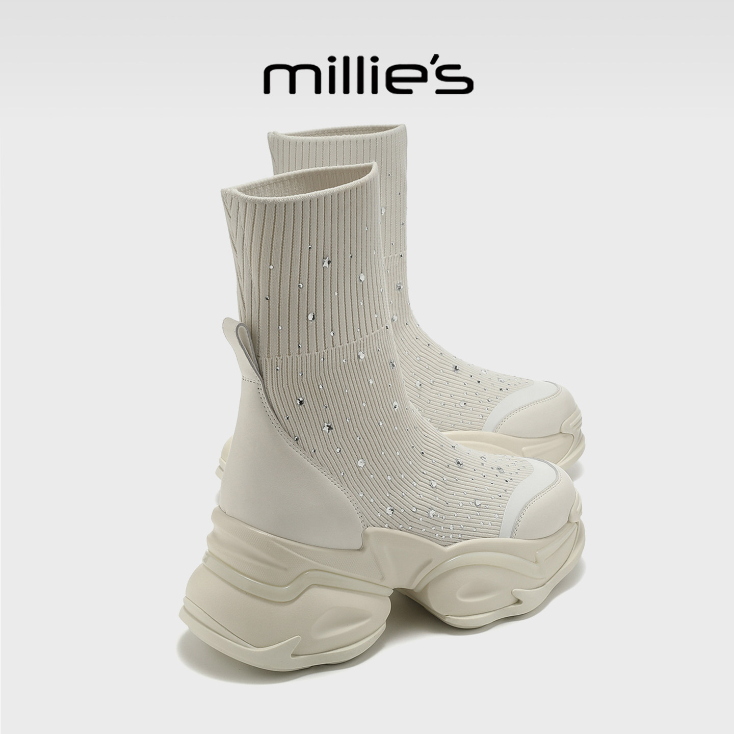 millies妙丽显瘦百搭加绒女靴