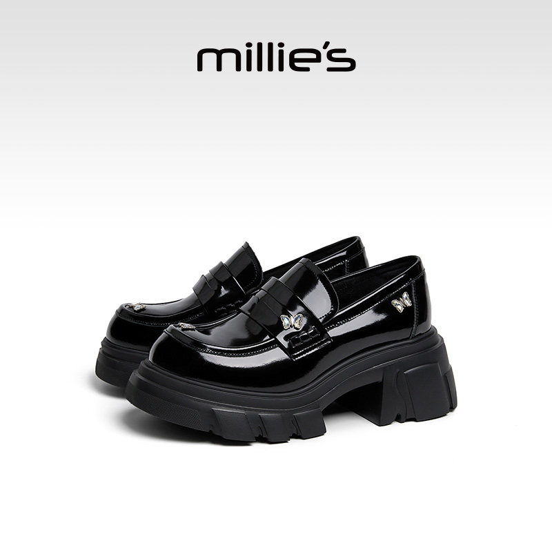 millies妙丽粗跟厚底乐福鞋女夏季新款英伦风小皮鞋小个子增高鞋,女鞋,乐福鞋（豆豆鞋）,淘宝优惠券,粉丝福利购,淘宝优惠卷