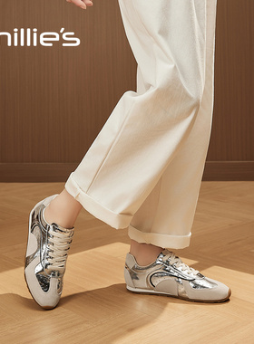 millies妙丽复古德训鞋女2025春秋新款平底运动休闲鞋真皮阿甘鞋