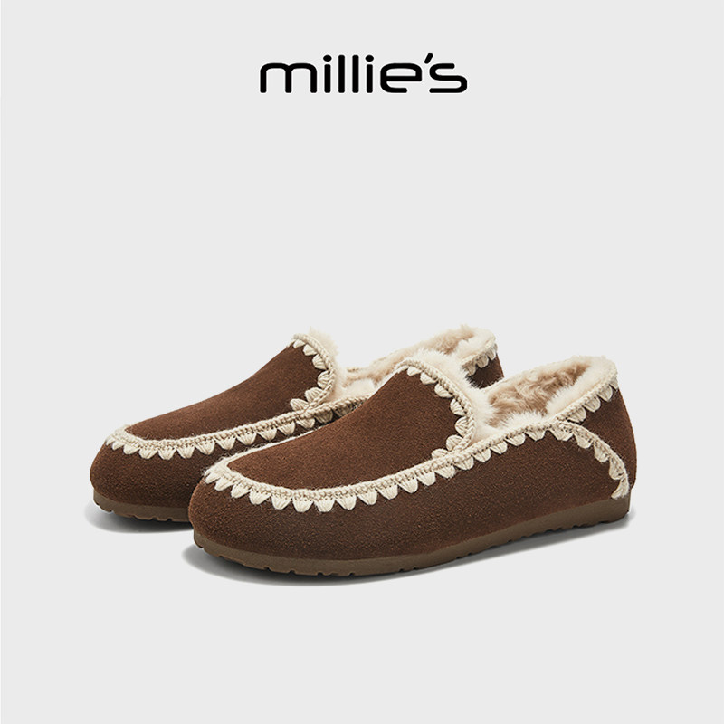 millies妙丽全包勃肯鞋女款冬季加绒豆豆鞋一脚蹬外穿棉鞋复古鞋,女鞋,乐福鞋（豆豆鞋）,淘宝优惠券,粉丝福利购,淘宝优惠卷