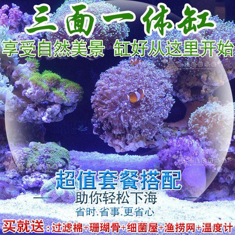 速发背虑超白套缸海水生态玻璃鱼缸水族箱珊瑚缸鱼缸客厅桌面小型