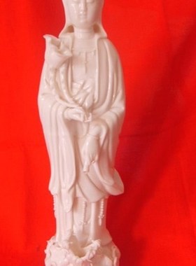 速发德白陶瓷化玉瓷雕塑艺术10菩26cm滴水观音 观世音寸萨/佛像