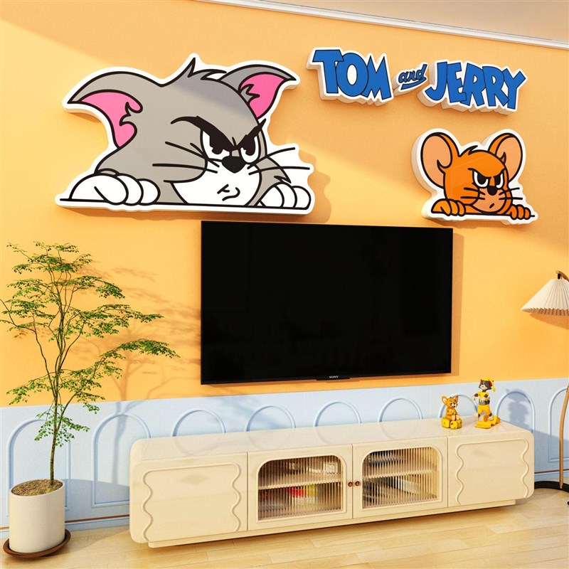 速发猫和老鼠立体电大机背景墙客装饰画贴纸2025新款面厅适合视白