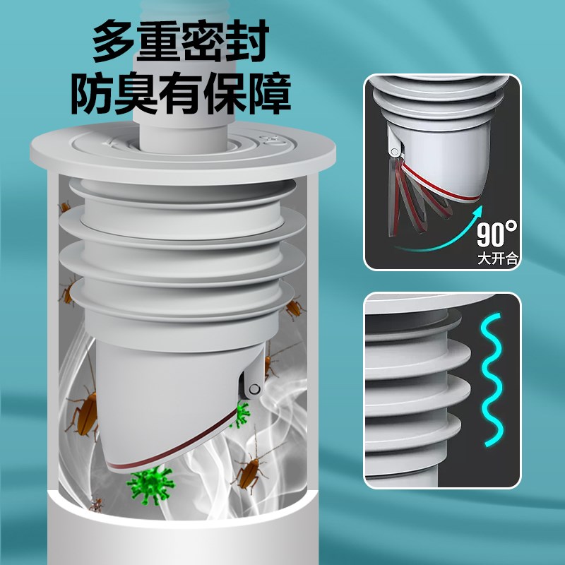 速发卫生间下水管厨房排水硅防臭密封圈道胶塞防反水封口盖防溢水