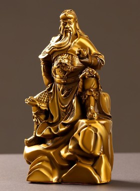 速发关公摆件全铜看书厅家羽客关办公室小号桌面装饰忠义关用关二