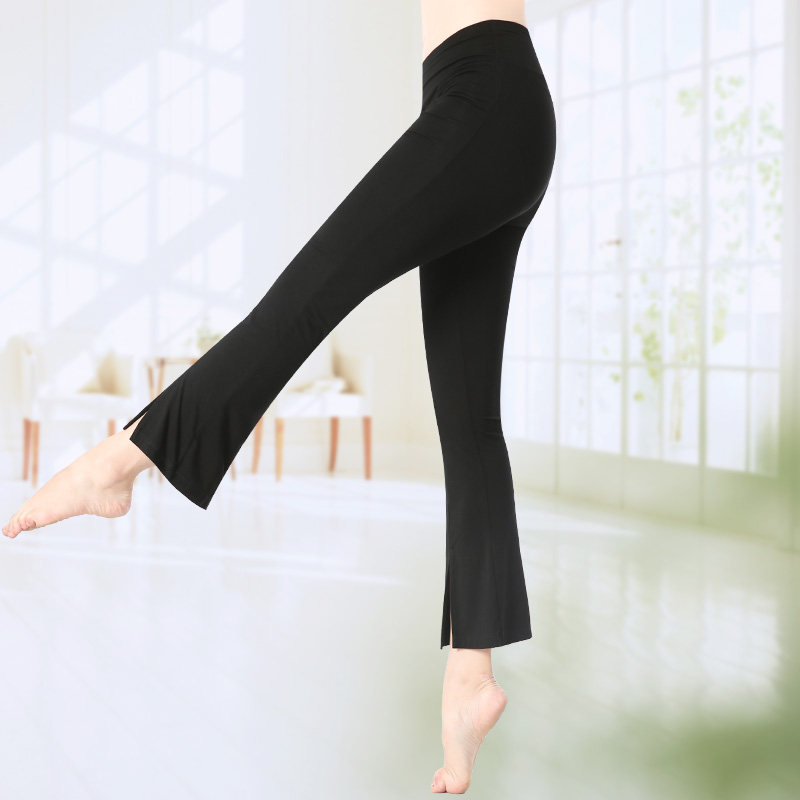 速发夏人舞蹈裤九分裤春成功色秋冬服套装开叉莫代尔跳舞练黑裤