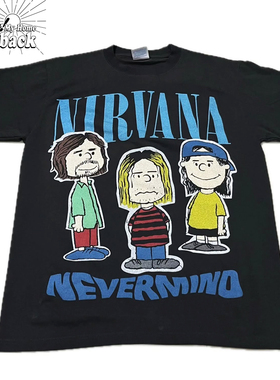 T恤宝藏库！涅槃nirvana恶搞趣味复古风tee黑色宽松纯棉短袖T恤