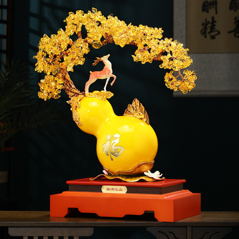 福满江山琉璃葫芦摆件发财树招财客厅入户玄关酒柜装饰品乔迁礼物,家居饰品,装饰摆件,淘宝优惠券,粉丝福利购,淘宝优惠卷