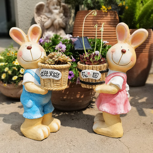 兔子花盆动物多肉大号创意阳台装饰户外庭院花园可爱卡通造型摆件