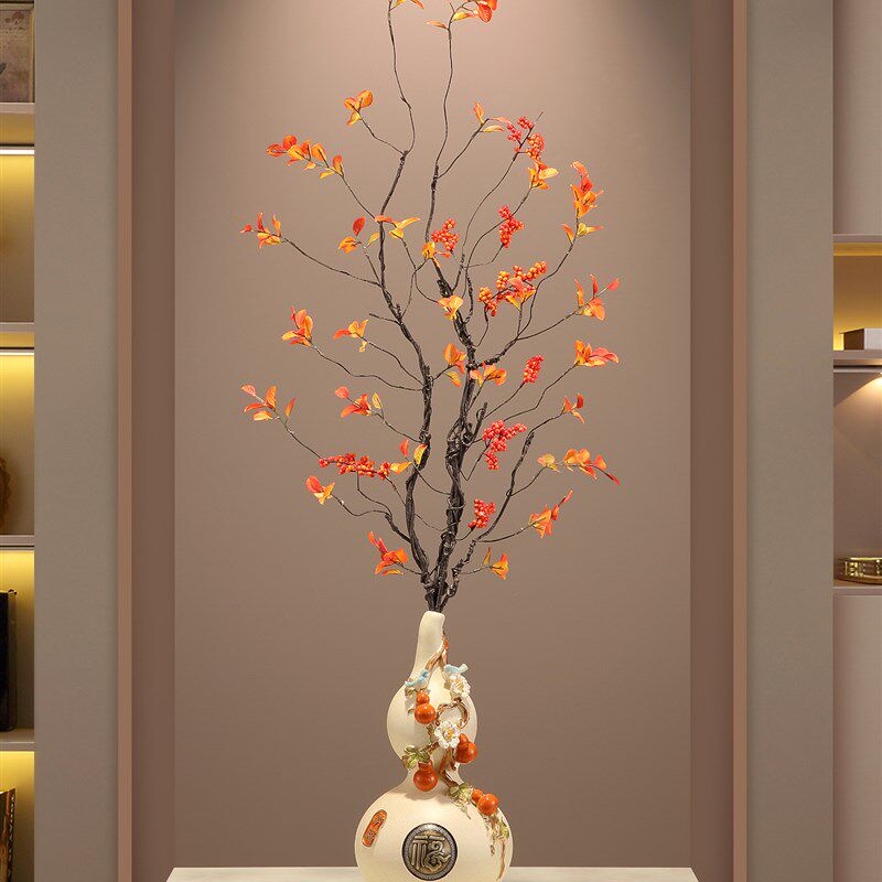 入户门玄关葫芦花艺花瓶摆件细高级感客厅电视柜装饰乔迁新居礼物