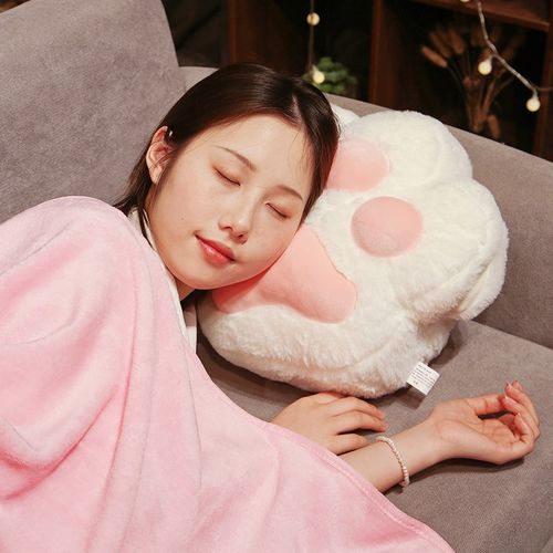 猫爪暖手抱枕被子两用汽车用抱枕毯子二合一午睡枕办公室午休靠枕