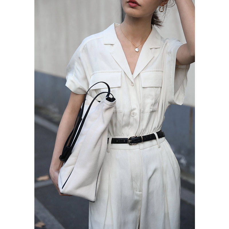 无拘2023年新款气质连身套装夏修身时尚阔腿连体衣高腰连体裤女