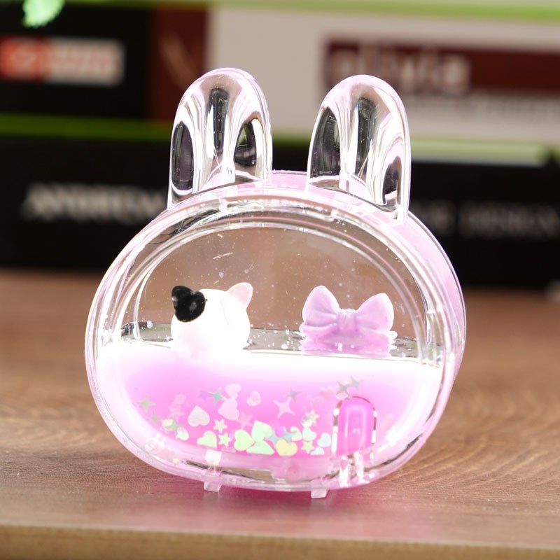 儿童卡通漂浮沙漏摆件南瓜车兔头创意油滴笔插液体流沙玩具摆件