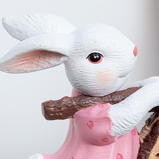 慧心巧聚兔子座钟桌面座钟卧室装饰钟表家居饰品电视柜摆件装饰锺