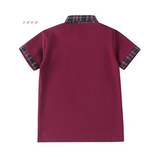 14T206 艾顿学生英伦夏季 儿童枣红色T恤校服 男女童短袖 polo衫