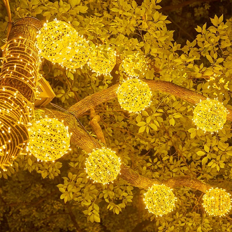 led彩灯闪灯串灯满天星灯户外藤球防水景观挂饰球形树灯装饰彩灯