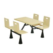学校工厂公司食堂饭厅员工学生四人位连身喇叭脚加固型餐桌椅组合