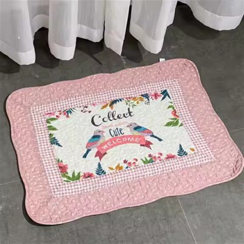 韩式绗缝布艺卡通防滑楼梯地垫全棉拼布门口吸水脚垫卧室地垫机洗