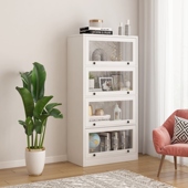 可比熊实木上翻玻璃门书柜防尘置物柜落地组合展示柜靠墙儿童书架