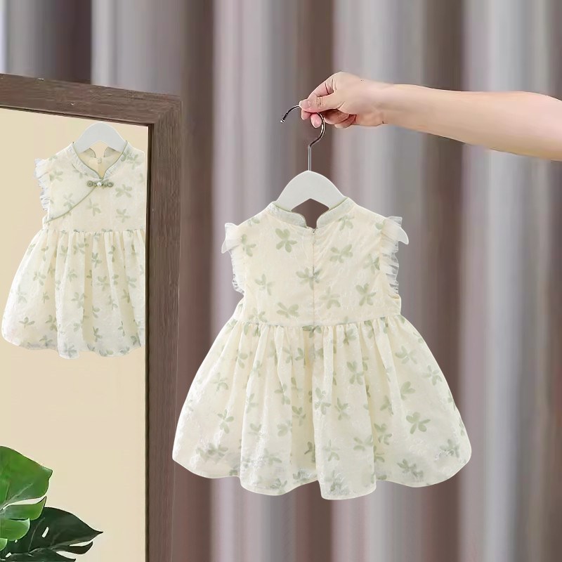 女童连衣裙夏装2025新款洋气儿童国风旗袍公主裙宝宝周岁礼服夏季