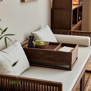 新中式沙发床黑胡桃木高端罗汉床两用客厅床榻实木禅意简约罗汉塌