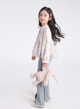 53744女童春装洋气衬衫2025新款碎花公主长袖上衣女宝宝童装衣服