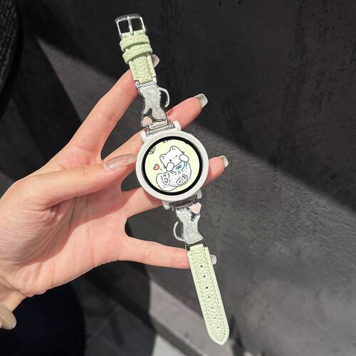 鎏金细闪小猫适用OPPO watch X2 MINI表带新款荔枝皮质女小众百搭