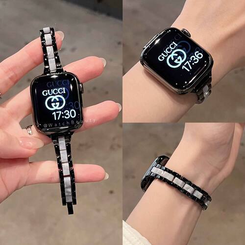 ins香风适用s11细款金属Applewatch10苹果表带高级夏链条女9876se